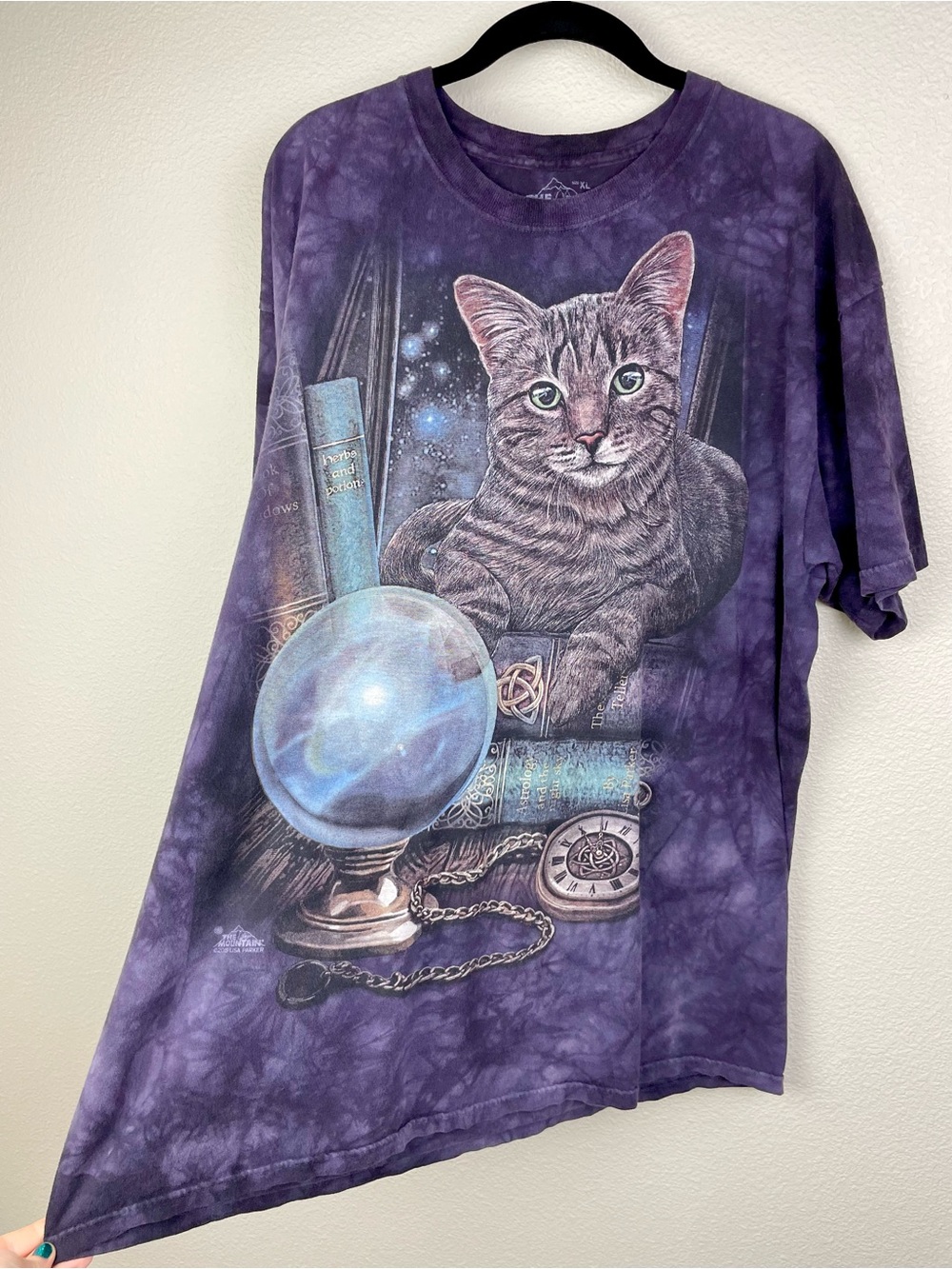 The Mountain Men's XL The Fortune Teller Cat Classic Cotton T-Shirt Magic Purple - Picture 5 of 12
